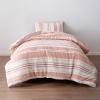 imageAmazon Basics 2Piece Jacquard Microfiber Comforter and Pillow Sham Set AllSeason Bedding Set Pink Striped TwinPink Striped