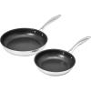 imageAmazon Basics 2Piece NonStick Stainless Steel Fry Pan Set Oven and Induction Safe 10Inch and 8Inch