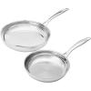 imageAmazon Basics 2Piece Oven Safe Riveted Handle Stainless Steel Induction Frying Pan Set  Silver 8inch ampamp 10inch8Inch  10Inch