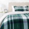 imageAmazon Basics 3 Piece Bedding Set Micromink Sherpa UltraSoft Warm All Season Comforter King Charcoal SolidGreen Plaid