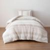 imageAmazon Basics 3Piece Jacquard Microfiber Comforter and Pillow Sham Set AllSeason Bedding Set Beige Striped FullBeige Striped