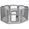 imageAmazon Basics 8Panel Octagonal Plastic Pet Pen Fence Enclosure With Gate  34 inches Blackgrey