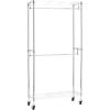 imageAmazon Basics Adjustable Clothes Rack for Handing Double Hanging Rod Garment Rolling Closet Clothing Organizer Chrome 36 x 14 x 72Chrome