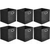 imageAmazon Basics Collapsible Cube Storage Organizer Bins 6Pack 105 x 105 x 11 inches Light GreyBlack