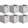 imageAmazon Basics Collapsible Cube Storage Organizer Bins 6Pack 105 x 105 x 11 inches Light GreyLight Grey