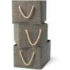 imageAmazon Basics Foldable Storage Bins with Rope Handles Charcoal Large Pack of 3Charcoal
