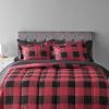 imageAmazon Basics FullQueen Comforter Set with Sheets 7Piece Navy with Grey Plaid Bedding Lightweight Microfiber BedinaBagRed Buffalo Plaid