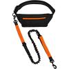 imageAmazon Basics Hands Free Dog Leash with Running Bag Adjustable Waist Belt Dual Padded Handles Reflective Bungee Leash for Walking Jogging Hiking Fits Small to Large Dogs Up to 150 lbs