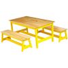 imageAmazon Basics Indoor Kids Table and Bench Set Natural solid pine wood 3 Count Pack of 1 Wood Activity Table for Art Craft Reading LearningNatural