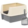 imageAmazon Basics Large Cat Litter Box with High Sides Open Top Includes Scoop 19 x 15 x 1175 inches GreyBeigeGreyBeige