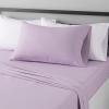 imageAmazon Basics Lightweight Super Soft Easy Care Microfiber 3 Piece Bed Sheet Set with 14Inch Deep Pockets Twin Frosted Lavender Solid 4 PackFrosted Lavender