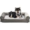 imageAmazon Basics Living Room Couch Dog Bed with Premium Foam PressureRelief Support for Dogs up to 90lbs Machine Washable Cover Extra Large Sized 44quot x 35quot GreyBrown