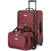 imageAmazon Basics Luggage Sets CarryOn 23Inch tote 15Inch Suitcase With Wheels Expandable Extra Space 15 Front Pockets and Telescopic Handle BurgundyBurgundy