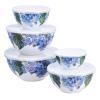imageAmazon Basics Nesting Melamine Mixing Round Bowl with Lid and NonSlip Base 5 Sizes Blue and White Floral Set of 10 4 quarts 3 1516quot7 916quot8 78quot10quot11 14quotHydrangea Floral