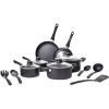 imageAmazon Basics Non Stick Kitchen Cookware 15Piece Set NonInduction Includes Pots Pans and Utensils Black15Piece Set  NonInduction