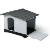 imageAmazon Basics Plastic Dog House for Large Dogs  Easy to Assemble ampamp Detachable Structure IndoorOutdoor Use Elevated FloorDurable ampamp WaterproofSide Door AccessUndulating Roof Design