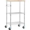 imageAmazon Basics Portable Kitchen 3Tier Storage Rack on Caster Wheels with Adjustable 2 Shelves 175 Pound Capacity 21 x 15 x 367 inches LxWxH WoodChrome