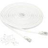 imageAmazon Basics RJ45 Cat 7 Ethernet Patch Cable Flat 600MHz Snagless Includes 15 Nails 30 Foot WhiteWhite