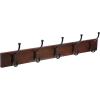 imageAmazon Basics Rectangular WallMounted Farmhouse Coat Rack 5 Hook Light WalnutLight Walnut