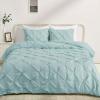 imageAmazon Basics Soft Lightweight Queen Size Comforter Sets AllSeason DownAlternative 3Piece Bedding Set Pinch Pleat Design FullQueen Size Bright WhiteSpa Blue