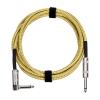 imageAmazon Basics TS 14 Inch Tweed Cloth Jacket RightAngle Instrument Cable for Electric Guitar 10 Foot Yellow ampamp BrownYellow  Brown