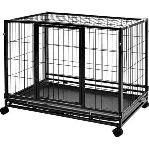 imageAmazon Basics  Portable Heavy Duty Stackable Dog ampamp Pet Kennel with Tray Black 240quotL x 280quotW x 370quotH382L x 265W x 279H