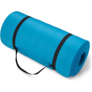 imageAmazon Basics 1 Inch Extra Thick Workout Exercise Yoga Mat with Carrying StrapAqua