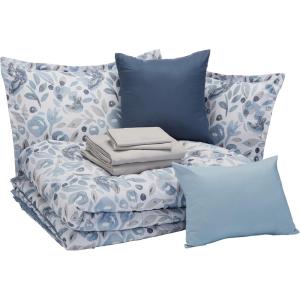 imageAmazon Basics 10Piece BedinaBag  Soft EasyWash Microfiber  FullQueen Sea Foam Medallion FloralBlue Watercolor Floral