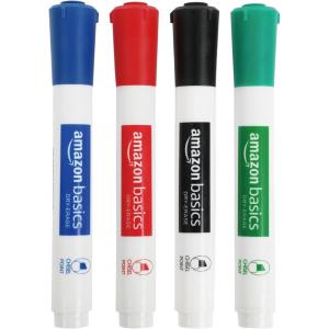 imageAmazon Basics 12Pack LowOdor Chisel Tip Dry Erase Whiteboard Markers BlackBlack  Red  Green  Blue