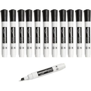 imageAmazon Basics 12Pack LowOdor Chisel Tip Dry Erase Whiteboard Markers BlackBlack