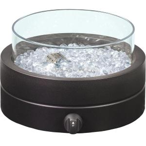imageAmazon Basics 14Inch Round Propane Fire Pit 9000 BTU Portable Tabletop Fireplace with Glass Stones Umbrella Hole Compatible for Outdoor Patio Tables ampamp Camping Brown