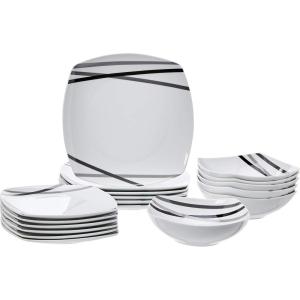 imageAmazon Basics 18 Piece Kitchen Dinnerware Set  Square Plates Bowls Service for 6  Modern BeamsModern Beams