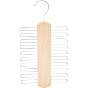 imageAmazon Basics 20 Bar Wooden Tie Hanger ampamp Belt Rack  Natural 2Pack