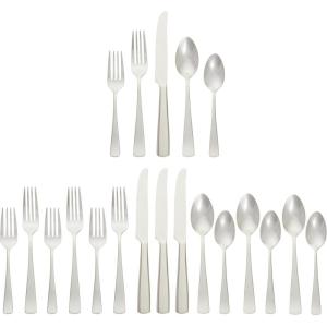 imageAmazon Basics 20Piece Stainless Steel Flatware Set with Square Edge Service for 4 Silver20Piece