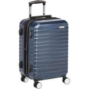 imageAmazon Basics 21quot Hardside CarryOn Luggage with TSA Lock Hardshell Suitcase With Wheels Expandable For 25 More Capacity With ScratchResistant Geometric Surface 4 Multidirectional Wheels PinkNavy Blue  Standard