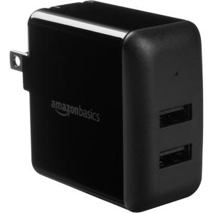 imageAmazon Basics 24W TwoPort USBA Wall Charger 12W 24A per port for Phones iPhone 161514131211X Samsung and more nonPPS BlackBlack