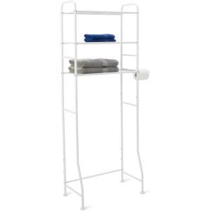 imageAmazon Basics 3 Tier Bathroom Over the Toilet Storage Organizer with Paper Holders White