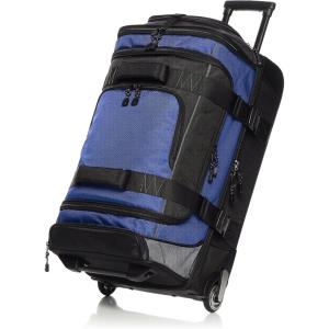imageAmazon Basics 30Inch Large Rolling Duffle Bag with Wheels and Handle Travel Duffle Bag with Durable Ripstop Polyester Material 2 Layers of Space Multiple Interior and Exterior Pockets BlackBlue