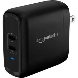 imageAmazon Basics 36W TwoPort USBC Wall Charger for Tablets and Phones with Power Delivery  White 234 x 109 x 221 in PD36U2TNBBlack