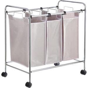 imageAmazon Basics 3Bag Rectangular Laundry Bag Hamper Sorter Basket Gray