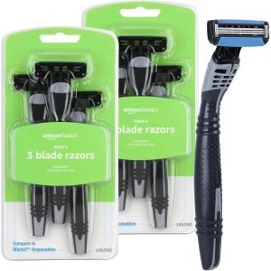 imageAmazon Basics 3Blade Disposable Razors for Men 6 Count 2 Packs of 3 Previously Solimo