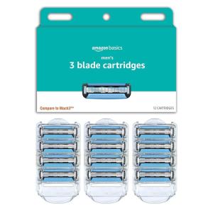 imageAmazon Basics 3Blade Motion Sphere Razor for Men with Dual Lubrication Handle ampamp 20 Cartridges Cartridges fit Amazon Basics Razor Handles only 21 Piece Set Black Previously Solimo12 Count Pack of 1