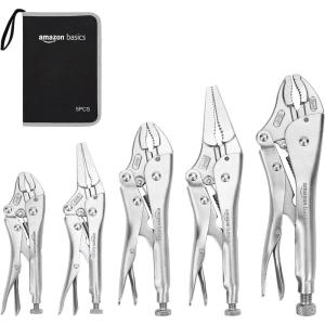 imageAmazon Basics 3Piece Quick Release Groove Joint Pliers Set Drop Forged Chrome Vanadium Steel Includes 7inch10inch and 12inch Black5Piece