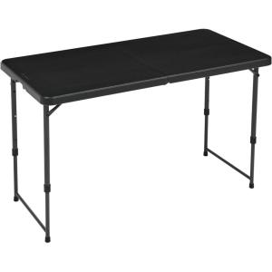 imageAmazon Basics 4 Foot Rectangular Folding Dining Table 4 Adjustable Height Settings with Carrying Handle Indoor ampamp Outdoor Washed Black 478 x 239 x 339 inWashed Black