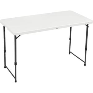 imageAmazon Basics 4 Foot Rectangular Folding Dining Table 4 Adjustable Height Settings with Carrying Handle Indoor ampamp Outdoor Washed Black 478 x 239 x 339 inWhite