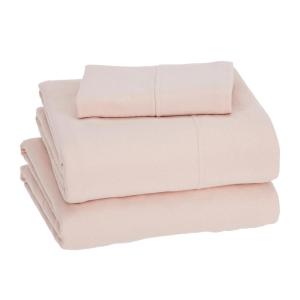 imageAmazon Basics 4 Piece Bed Sheet Set 100 Cotton Jersey Includes Super Soft Flat and Fitted Sheets Pillowcase Queen Light Gray SolidBlush