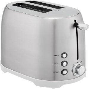 imageAmazon Basics 4 Slice Toaster 6 Browning Settings Removable Crumb Tray Bagel and Defrost Function Cancel Button 1600W BlackBrushed Silver