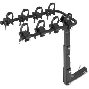 imageAmazon Basics 4Bike Hitch Rack with 2quot Hitch for Car SUV and Truck Foldable Steel Frame with AntiRattle Design