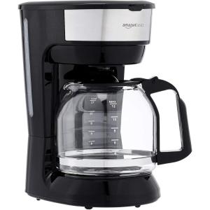 imageAmazon Basics 5 Cup Drip Coffee Maker Coffee Machine with Glass Coffee Pot 08 Qt Auto Shutoff Auto Pause Removable Filter Basket Matte Black12Cup
