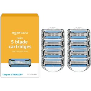 imageAmazon Basics 5Blade MotionSphere Razor Refills for Men with Dual Lubrication and Precision Beard Trimmer 8 Cartridges Fits Amazon Basics Razor Handles only Previously Solimo